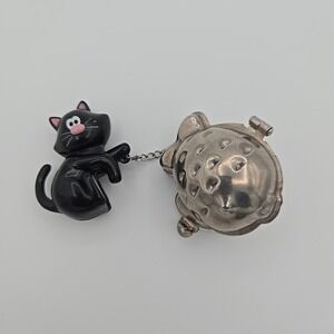 JOIE Meow Tea Cup Infuser Black Cat‎ Stainless Steel Ball Loose Strainer Sieve